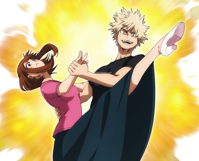 bakugou katsuki, uraraka ochaco, sakura ayane, and okamoto nobuhiko (boku no hero academia and 1 more) drawn by cioccolatodorima