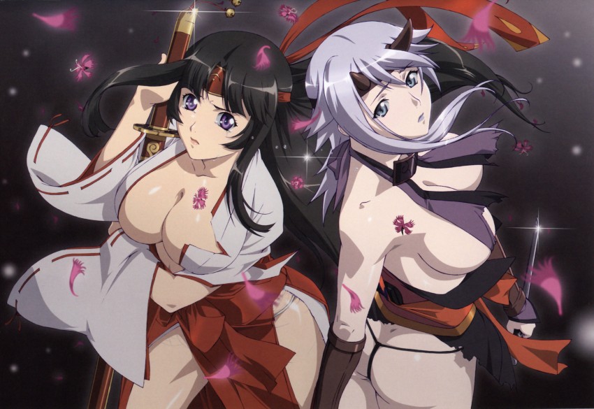 tomoe, musha miko tomoe, and shizuka (queen's blade) drawn by miyazawa_tsutomu