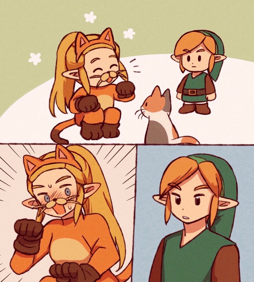 link and princess zelda (the legend of zelda and 1 more) drawn by teateeeea