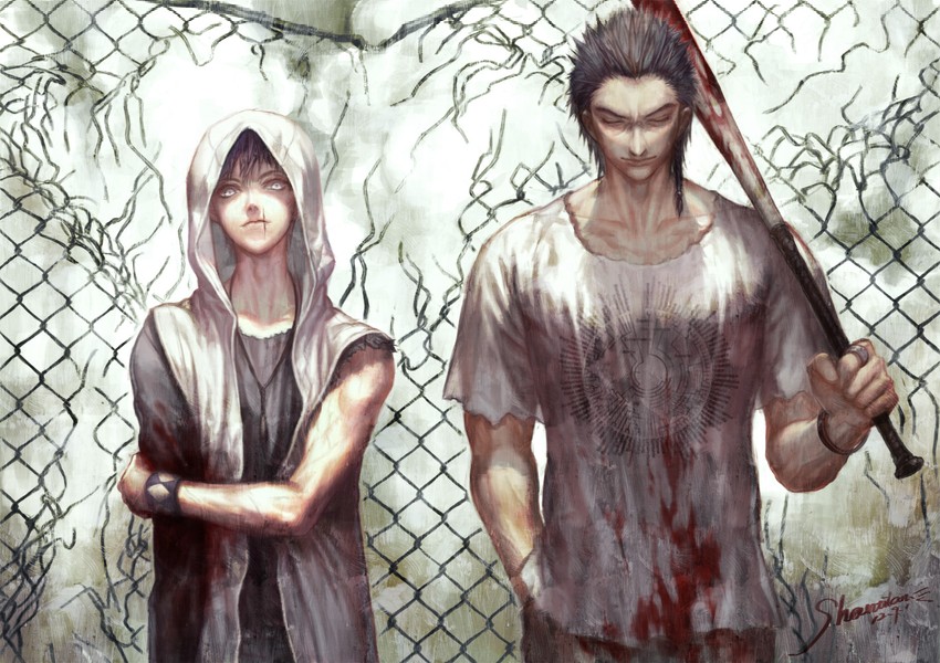 kirisu yaichirou and iguruma kazumi (decoration disorder disconnection) drawn by shaliva