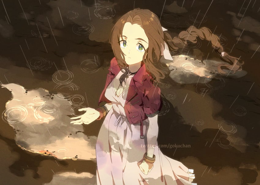 aerith gainsborough (final fantasy and 2 more) drawn by goku-chan