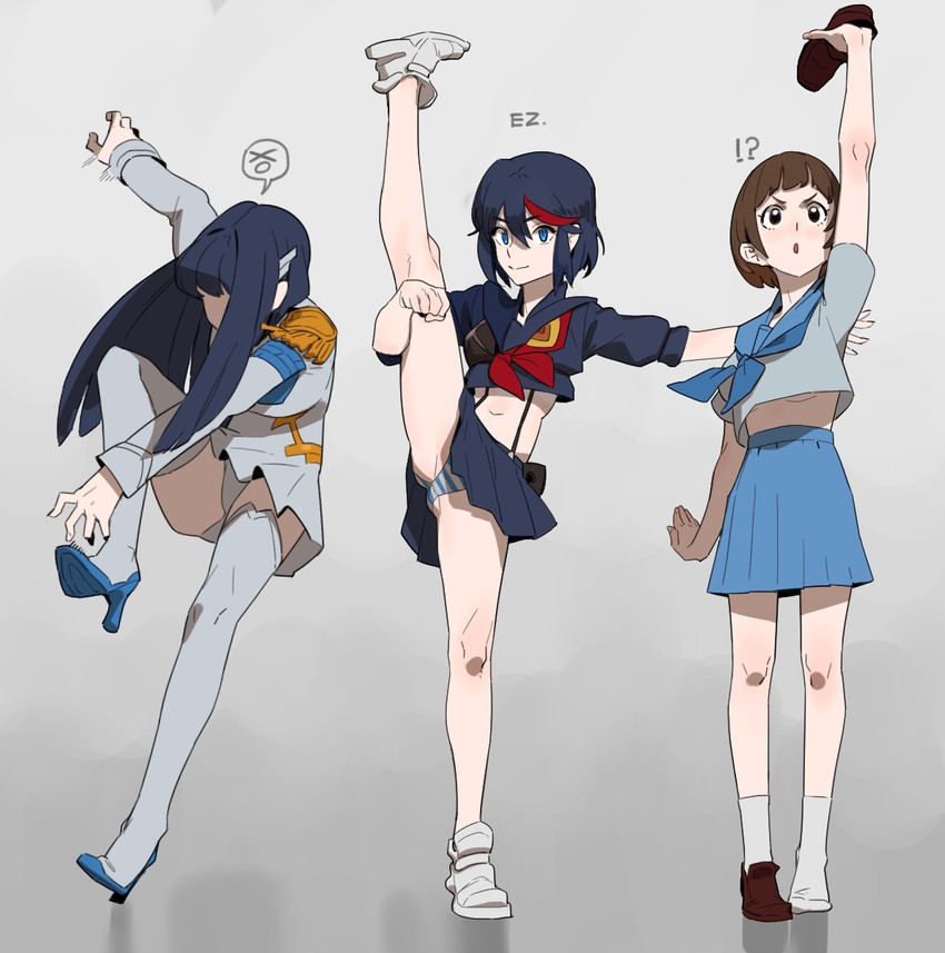 matoi ryuuko, kiryuuin satsuki, mankanshoku mako, and junketsu (kill la kill) drawn by hong_doo