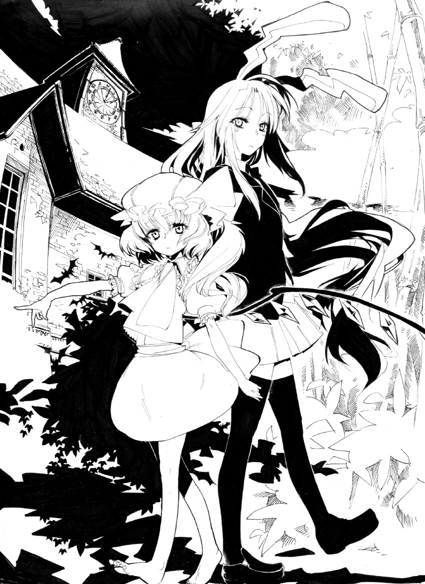 flandre scarlet and reisen udongein inaba (touhou) drawn by ikuhana_niiro