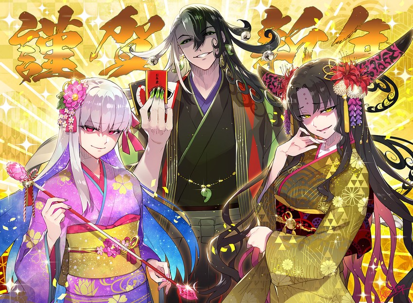kama, sessyoin kiara, and ashiya douman (fate and 1 more) drawn by redrop