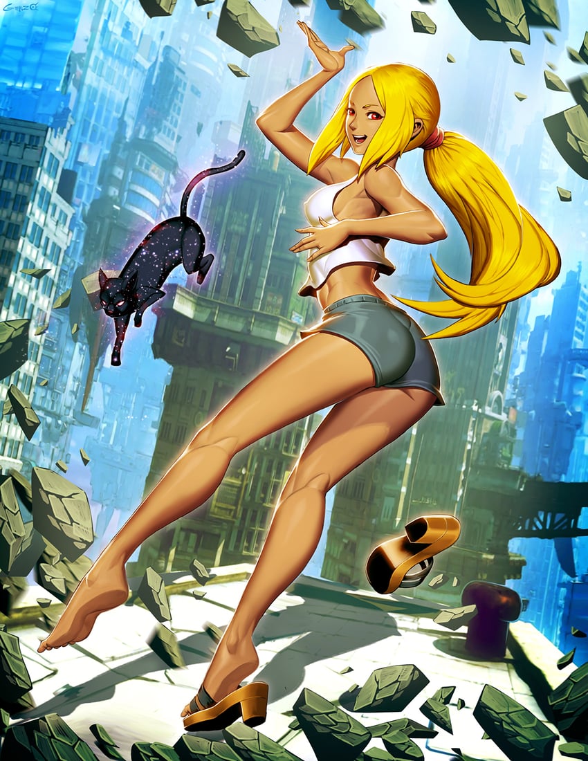 kitten and dusty (gravity daze and 1 more) drawn by genzoman