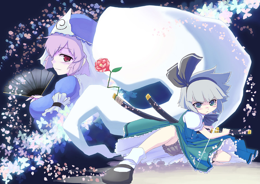 konpaku youmu and saigyouji yuyuko (touhou) drawn by 29_(artist)