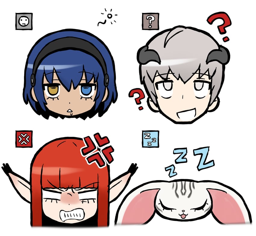 protagonist, hulkenberg, strohl, and heismay (metaphor: refantazio) drawn by sach56000
