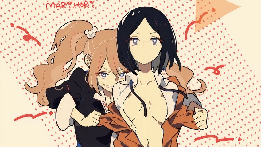 enoshima junko and ikusaba mukuro (danganronpa and 2 more) drawn by pikaro