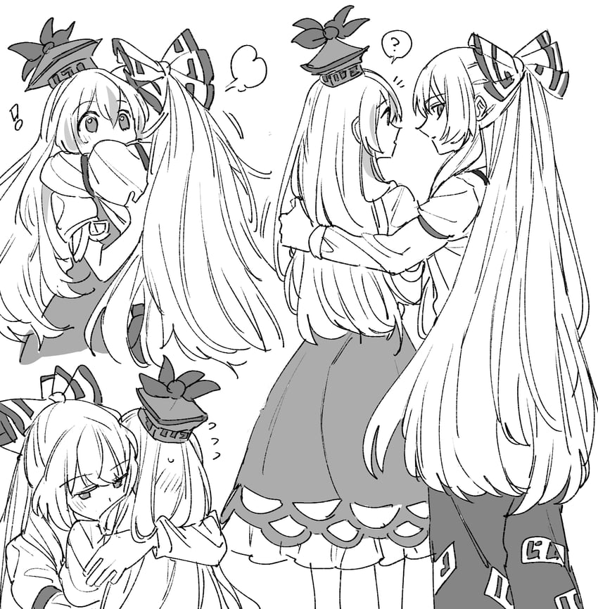 fujiwara no mokou and kamishirasawa keine (touhou) drawn by mero_(starfish_jcs)