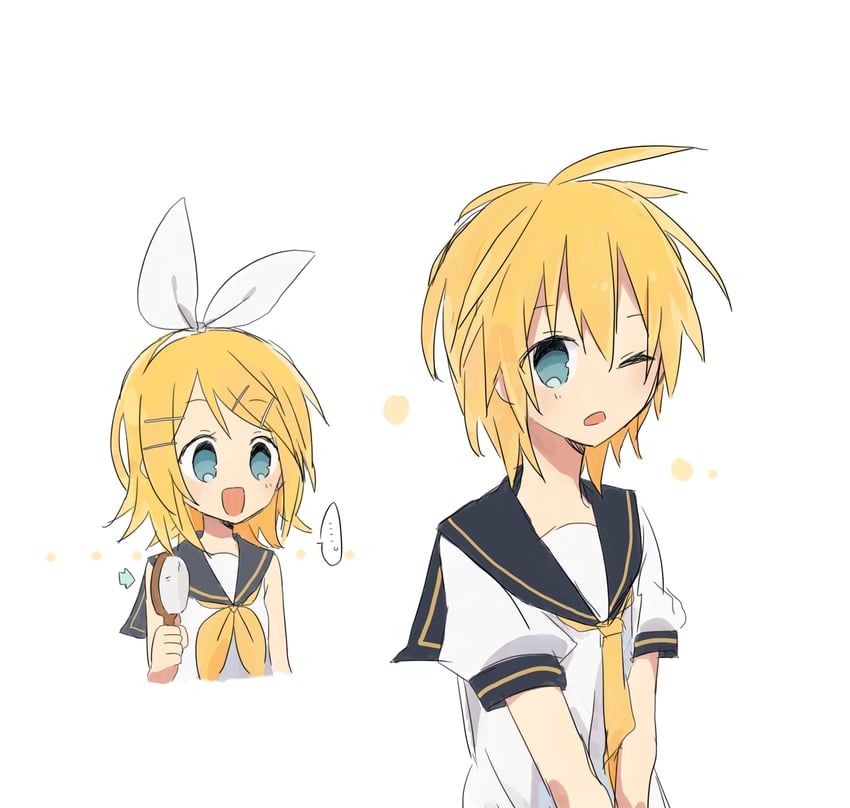 kagamine rin and kagamine len (vocaloid) drawn by oboro_0x0
