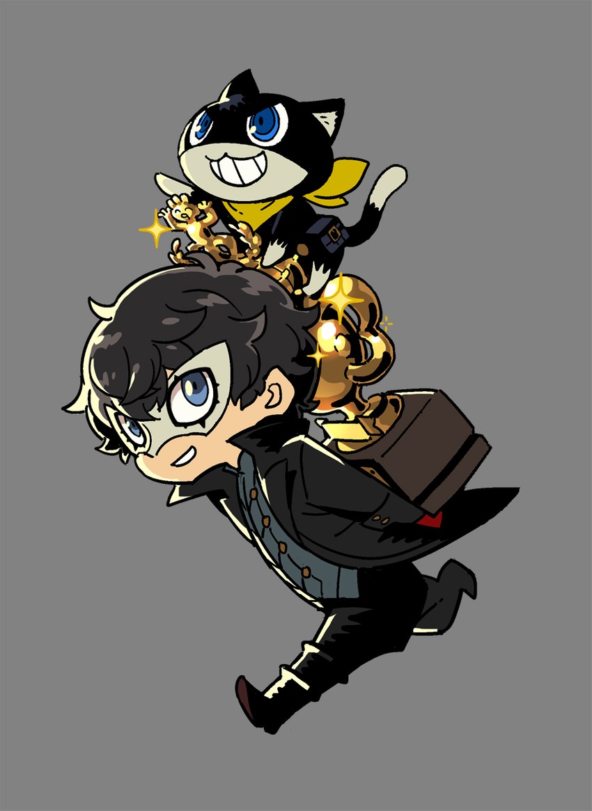 amamiya ren, morgana, and joker (persona and 1 more) drawn by himukai_yuuji
