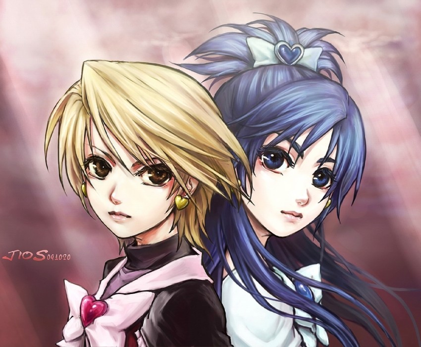 misumi nagisa, yukishiro honoka, cure black, and cure white (precure and 1 more) drawn by jio_sua
