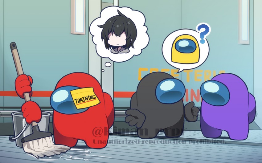 crewmate, yellow, red, they, purple, and 1 more (original and 1 more) drawn by kiman