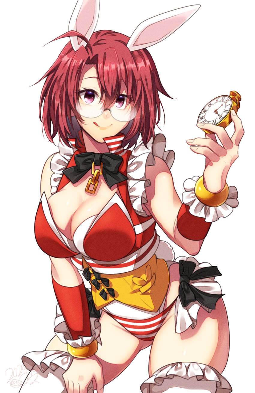 white rabbit and cow girl (alice's adventures in wonderland and 1 more) drawn by kankitukou