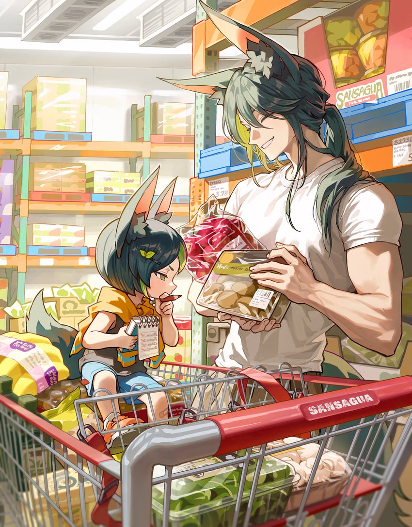 tighnari and tighnari's father (genshin impact) drawn by sansaguaart