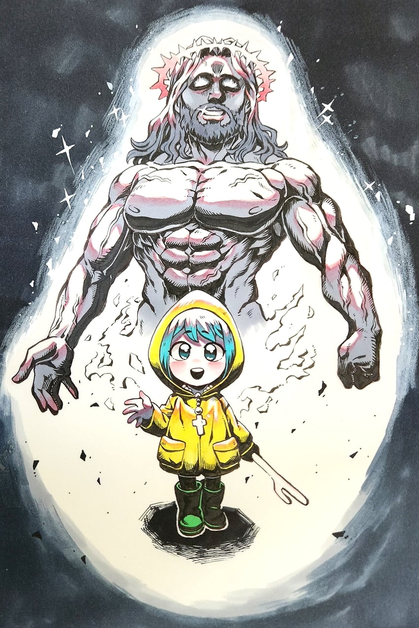 luce and jesus (jojo no kimyou na bouken and 1 more) drawn by black_giraffe