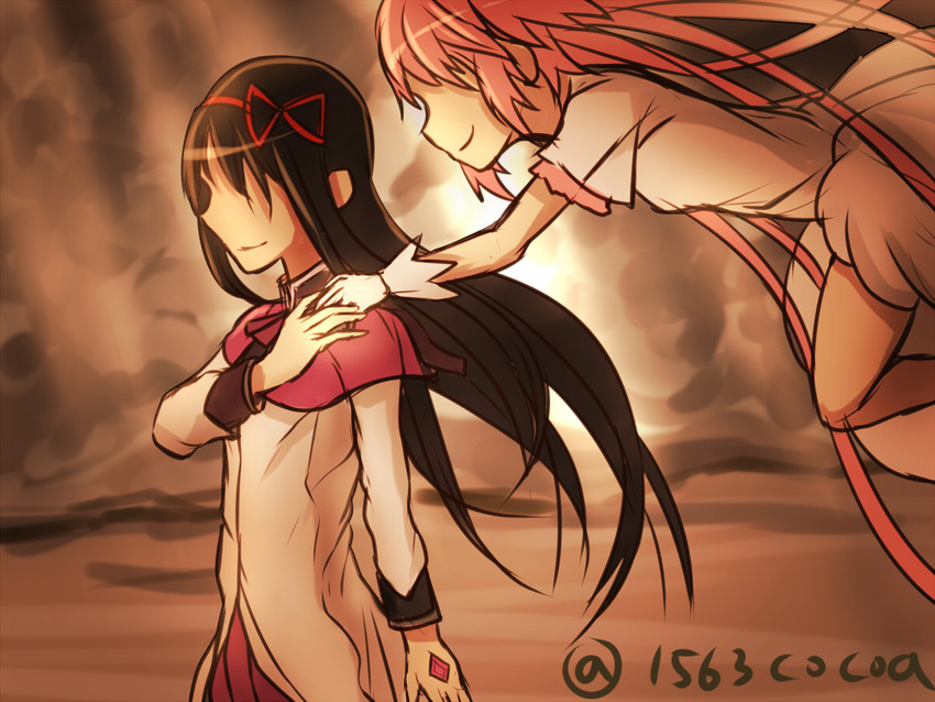 akemi homura, kaname madoka, and ultimate madoka (mahou shoujo madoka magica) drawn by kiiro_(cocoa080)