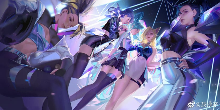 ahri, akali, evelynn, kai'sa, k/da all out evelynn, and 5 more (league of legends) drawn by huishazi