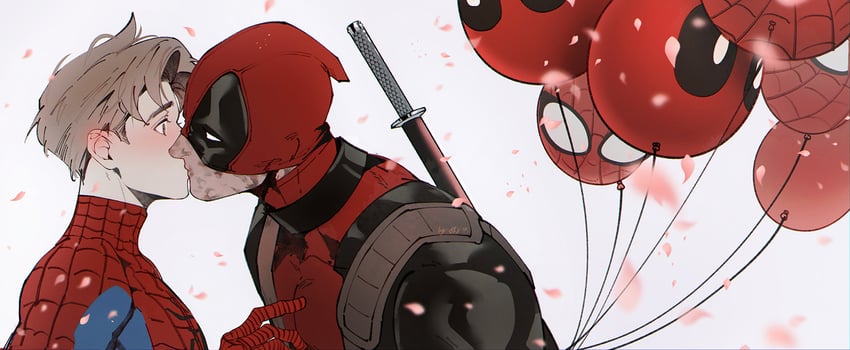 deadpool, spider-man, and peter parker (marvel and 2 more) drawn by danmo222