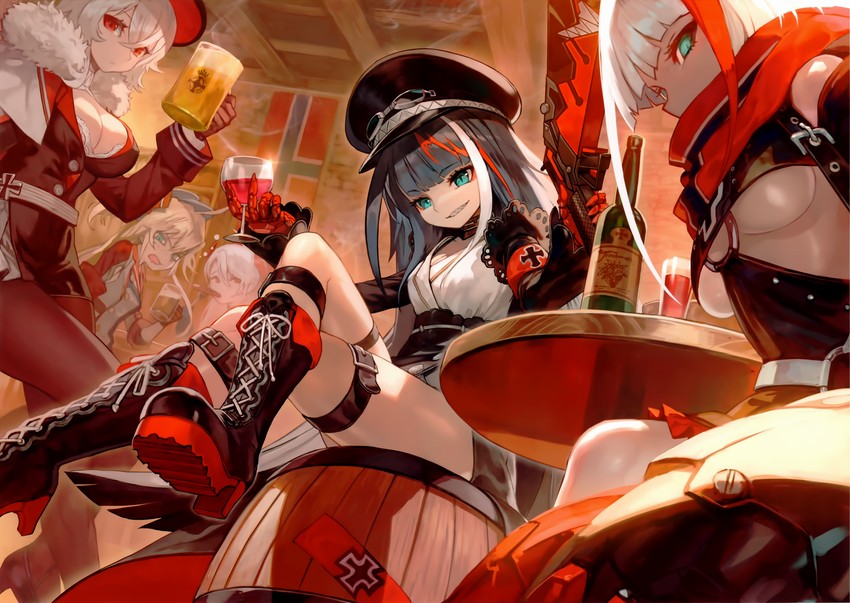 prinz eugen, graf zeppelin, admiral graf spee, deutschland, and admiral hipper (azur lane) drawn by lack