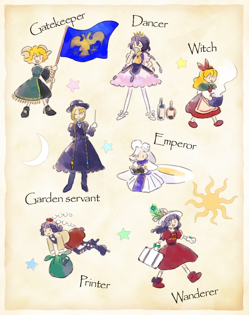 ellen, bely, gokyou akira, mana gloriosa, klara nevsky, and 1 more (original and 2 more) drawn by houzuki_(hotondo)