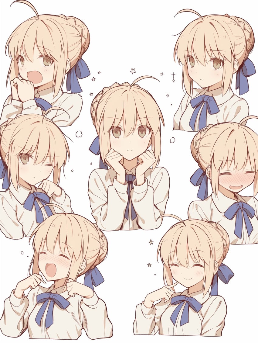 artoria pendragon and saber (fate and 1 more) drawn by satori_aiart