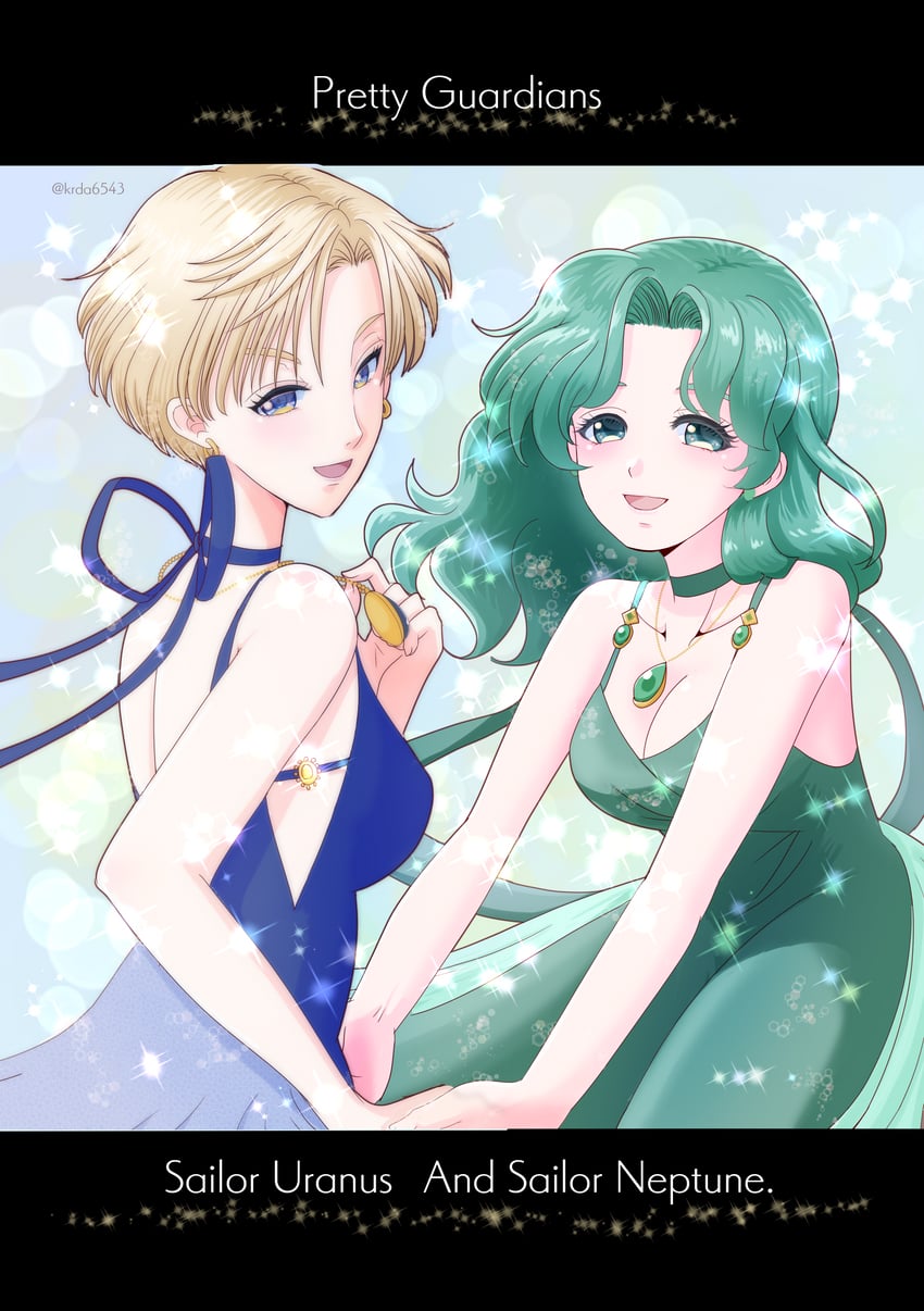 ten'ou haruka, kaiou michiru, princess uranus, and princess neptune (bishoujo senshi sailor moon) drawn by kuroasa24