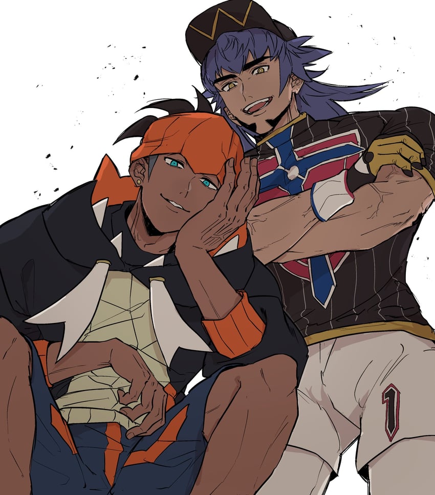 leon and raihan (pokemon and 1 more) drawn by sinm_i