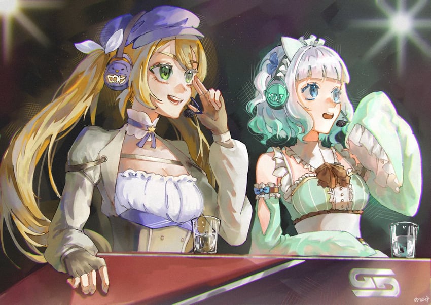 dokibird and mint fantome (indie virtual youtuber and 1 more) drawn by 414_mei4