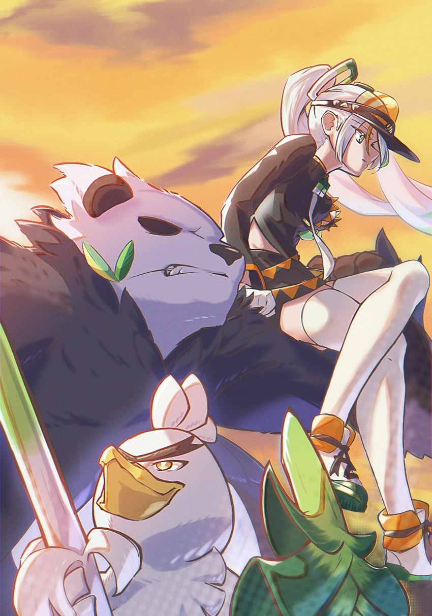 hatsune miku, sirfetch'd, fighting miku, and pangoro (pokemon and 2 more) drawn by zelacademia22