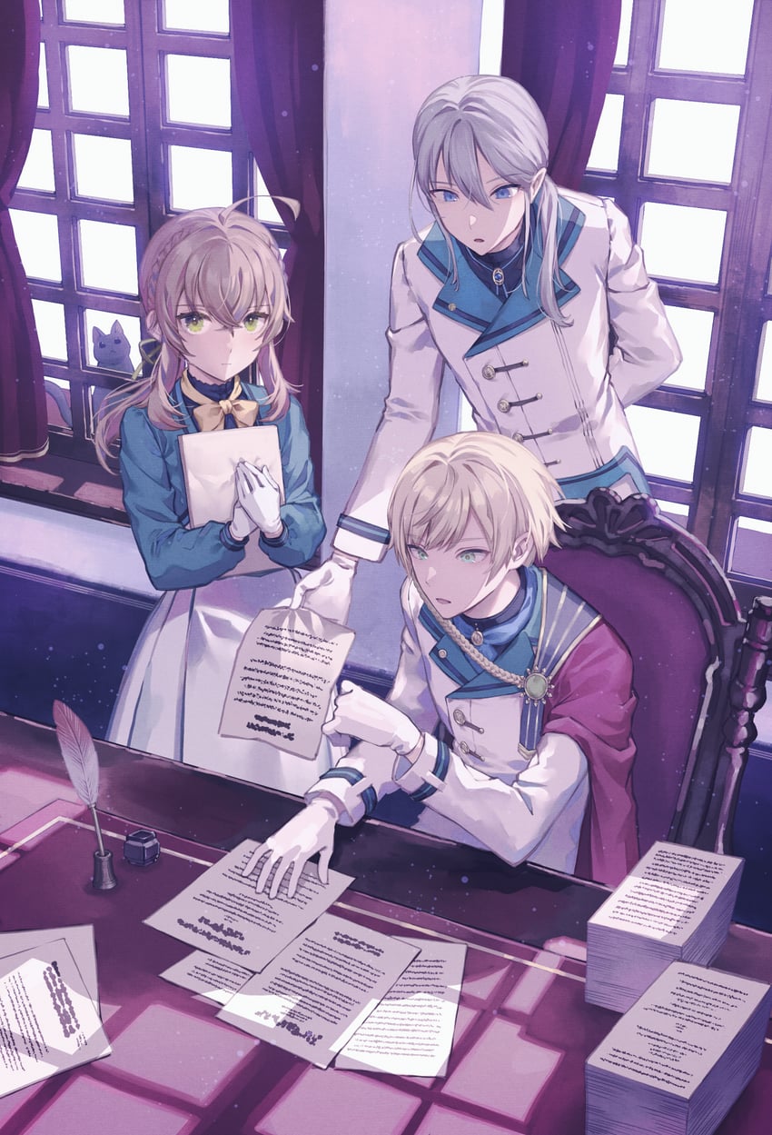 monica everett, nero, felix arc ridill, and cyril ashley (silent witch) drawn by fujimi_nanna