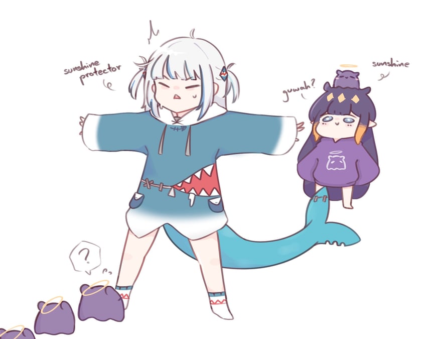 gawr gura, ninomae ina'nis, and takodachi (hololive and 1 more) drawn by chonkyorca