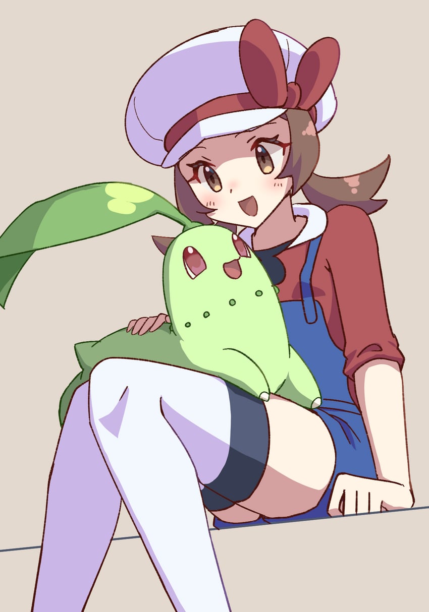 lyra and chikorita (pokemon and 1 more) drawn by mocha6633