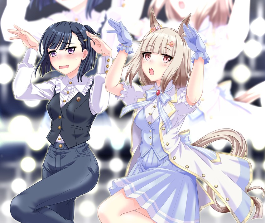 happy meek and kiryuuin aoi (umamusume) drawn by umajiri_gyuunyuu