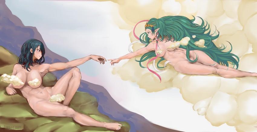 female byleth and sothis (fire emblem and 2 more) drawn by kaos_art