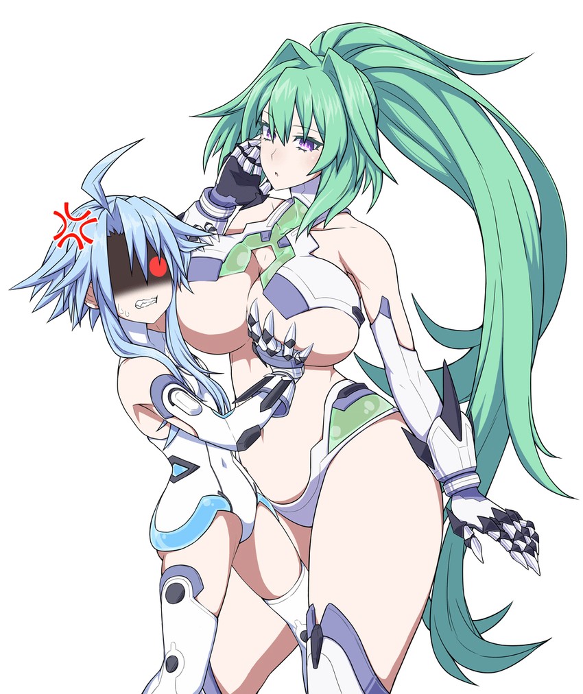 white heart and green heart (neptune) drawn by up_(mmmmmmmmss)