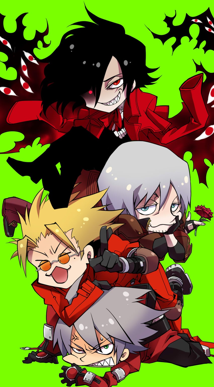 dante, ragna the bloodedge, vash the stampede, and alucard (blazblue and 3 more) drawn by kaneaki_mukku