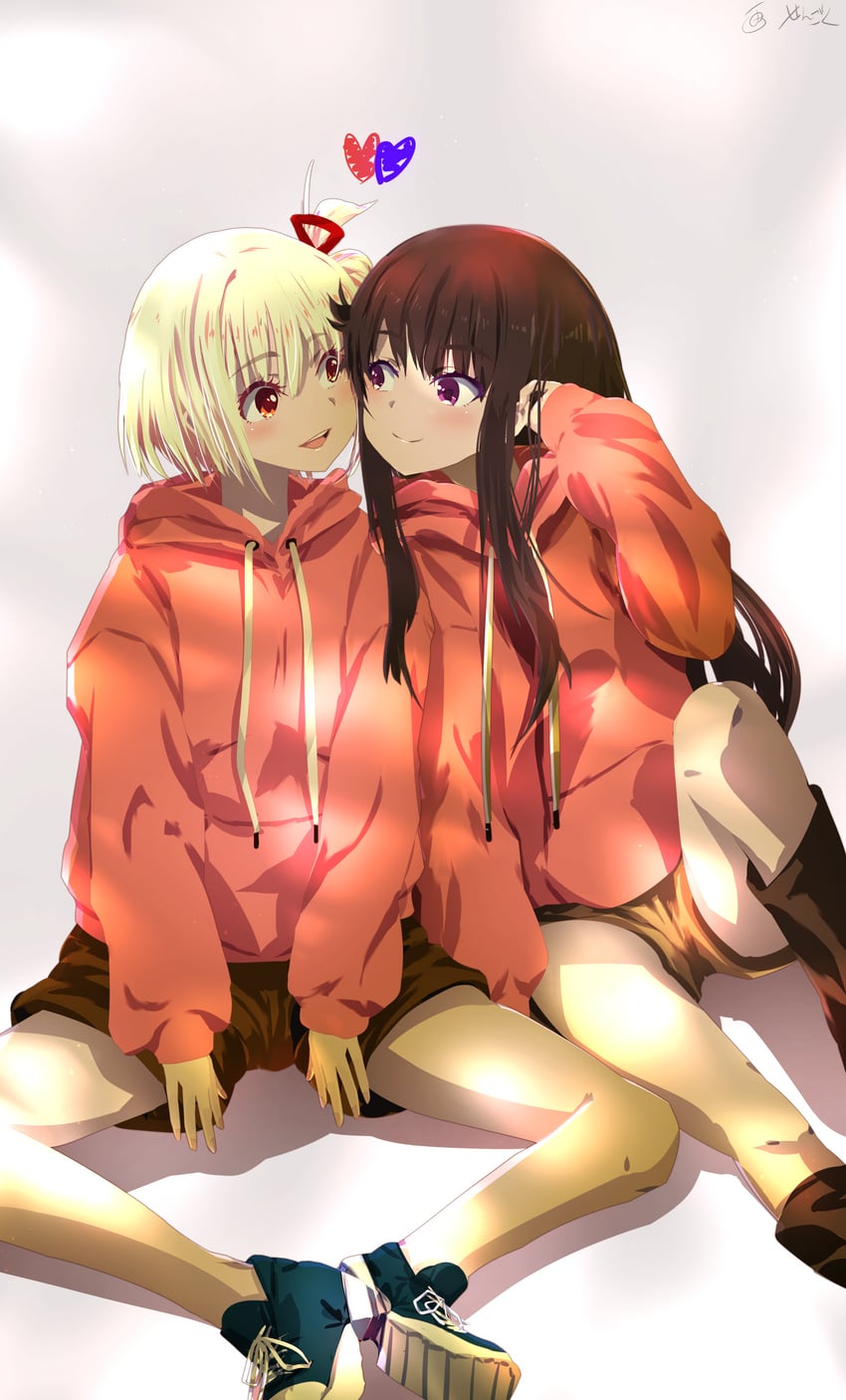 nishikigi chisato and inoue takina (lycoris recoil) drawn by sengoku_chidori