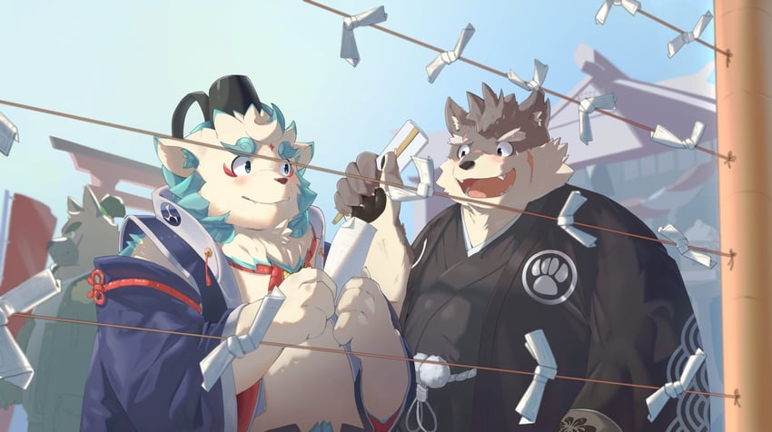 moritaka, yasuyori, and agyo (tokyo afterschool summoners) drawn by o3o_luri