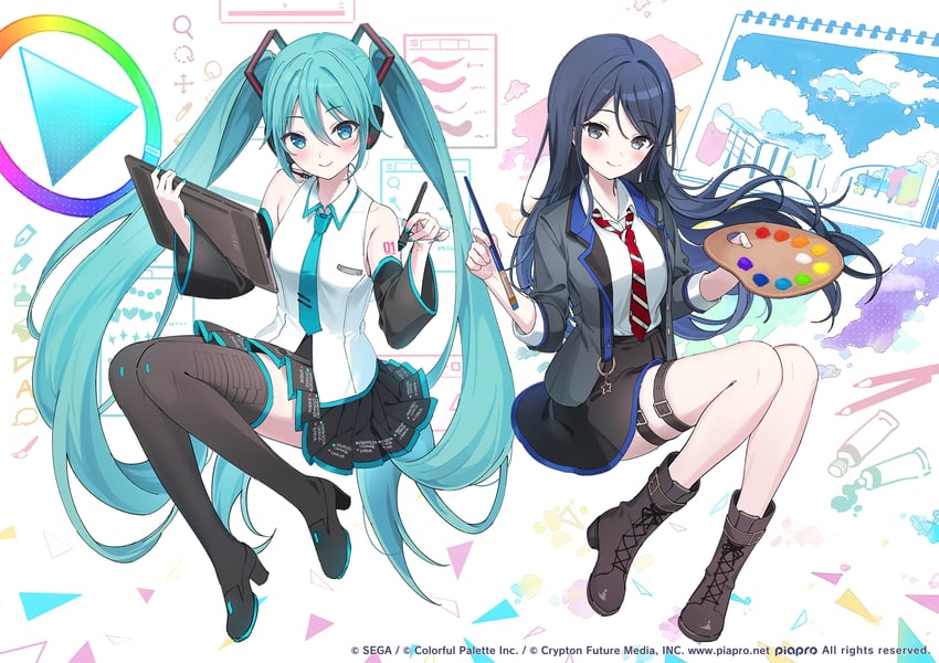 hatsune miku and hoshino ichika (vocaloid and 1 more) drawn by rangu