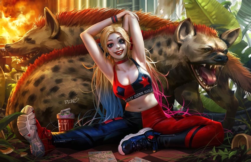 harley quinn and bud and lou (dc comics and 2 more) drawn by dcwj