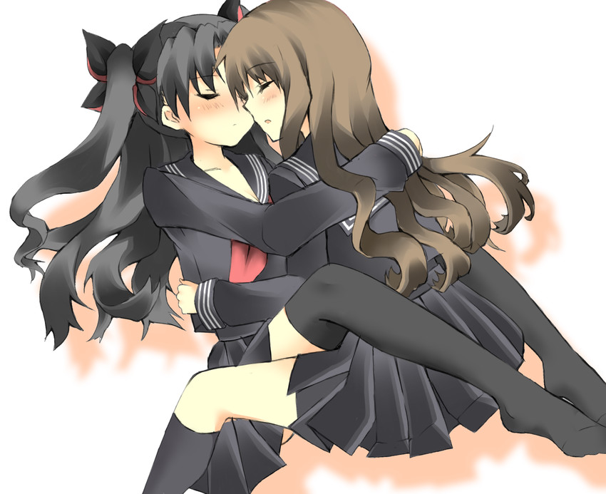 kishinami hakuno and tohsaka rin (fate and 2 more) drawn by akafuku_pukoemon