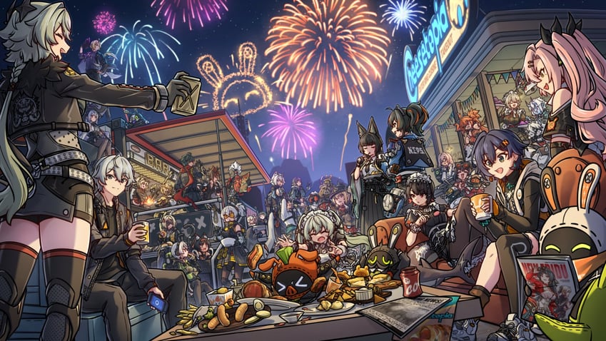 ellen joe, hoshimi miyabi, belle, jane doe, wise, and 28 more (zenless zone zero) drawn by mhunter_45