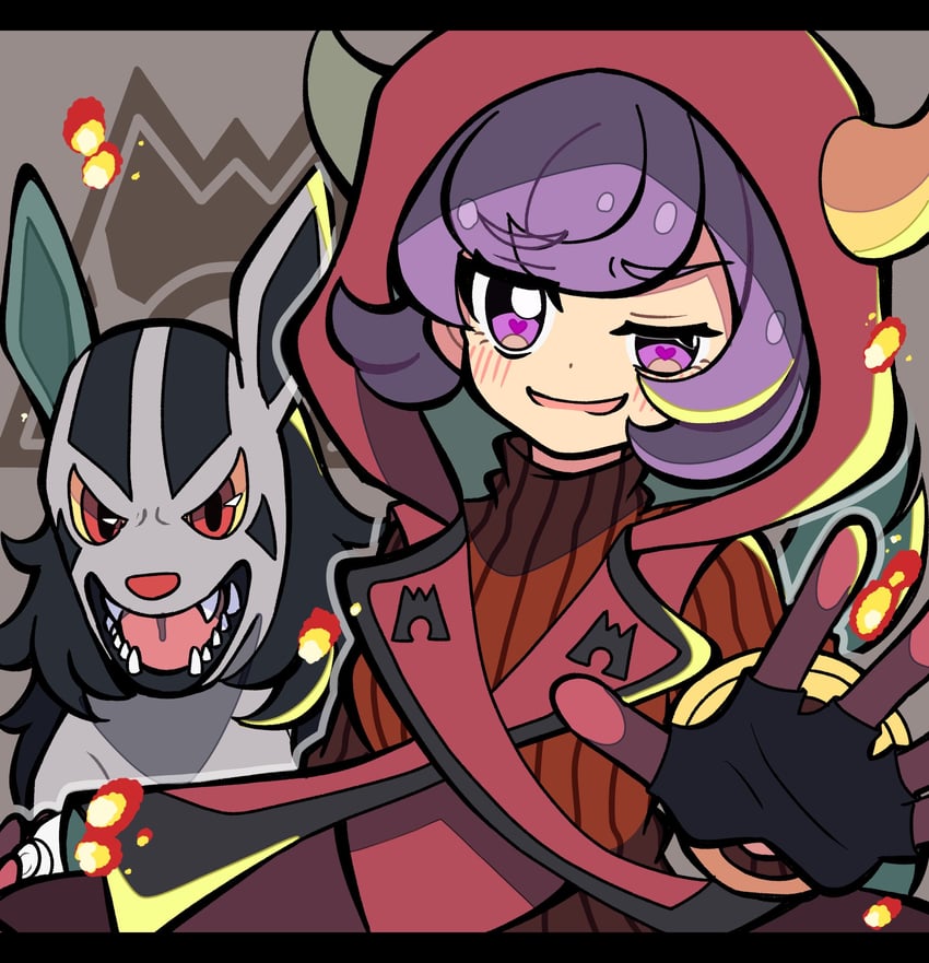 courtney and mightyena (pokemon and 1 more) drawn by kokashiho