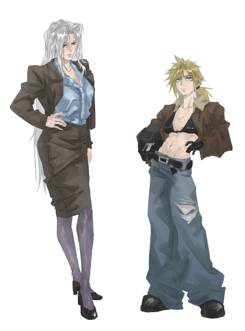cloud strife and sephiroth (final fantasy and 1 more) drawn by xiojio293506