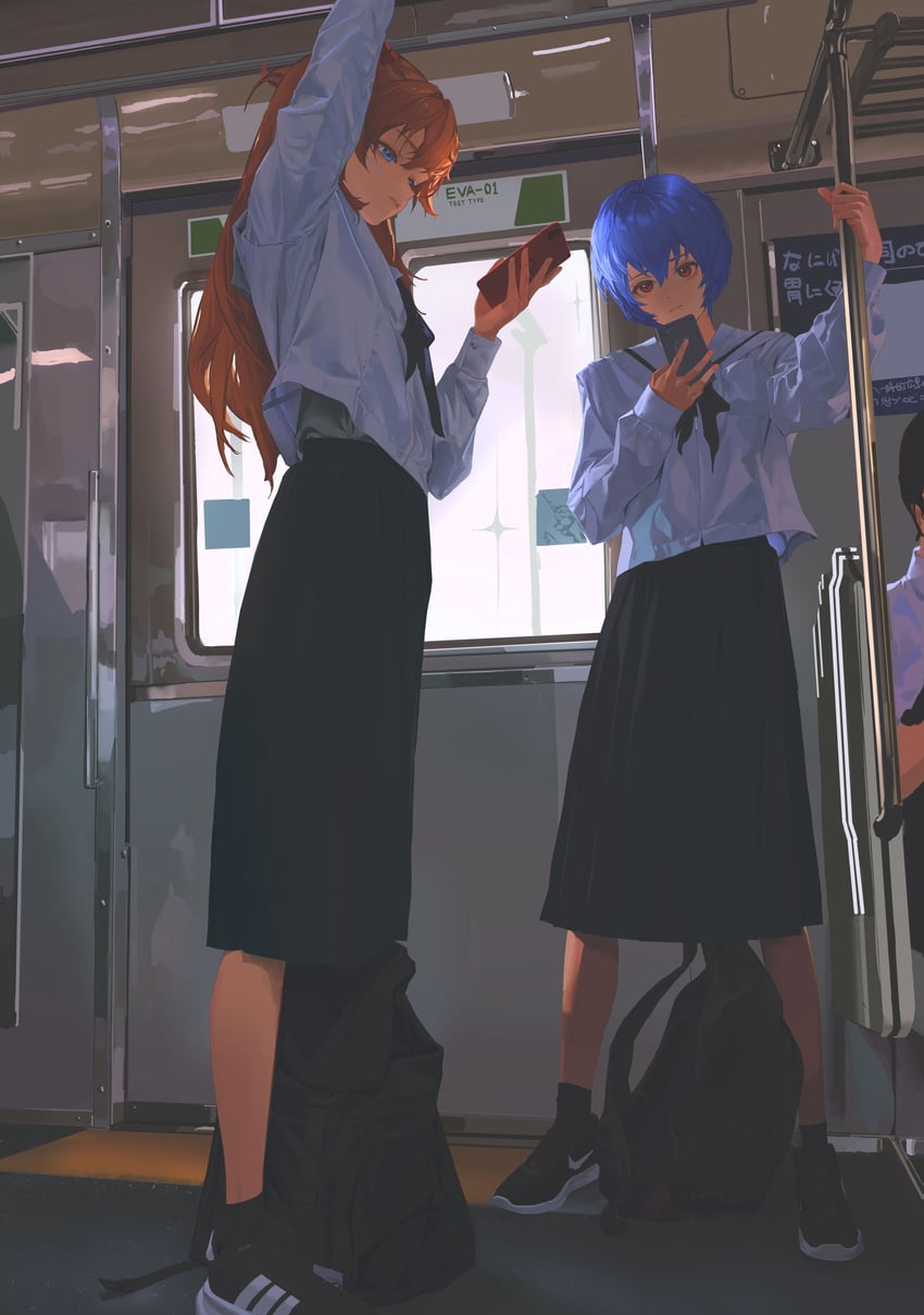 souryuu asuka langley and ayanami rei (neon genesis evangelion) drawn by zigou