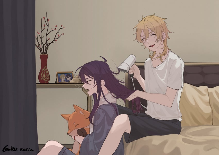 kanzaki souma and hakaze kaoru (ensemble stars!) drawn by xima716