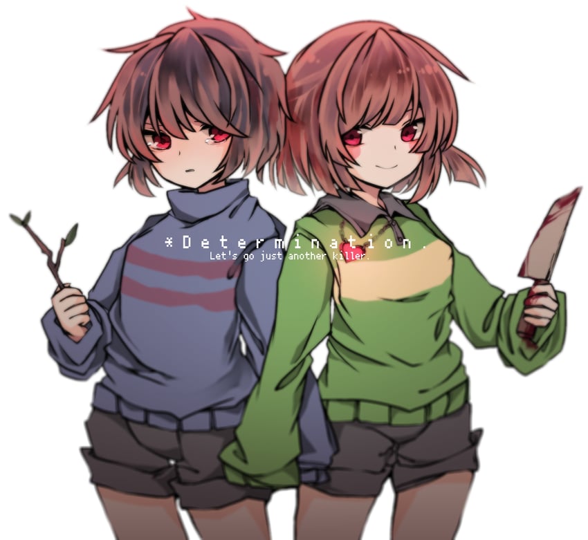 frisk and chara (undertale) drawn by joou_heika_(precare_deum)