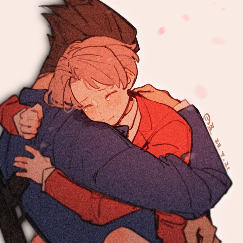 phoenix wright and miles edgeworth (ace attorney) drawn by ajowhite