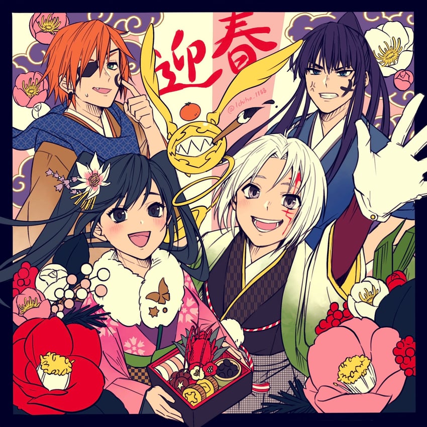 lenalee lee, allen walker, kanda yuu, lavi, and timcanpy (d.gray-man) drawn by uzura-000